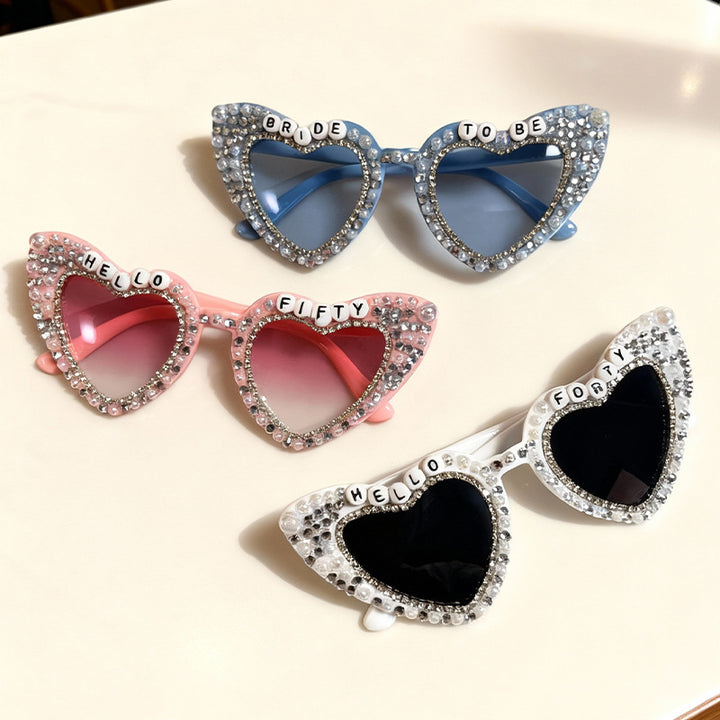 Heart-Shaped Pearl-Embellished Sunglasses Bowlift