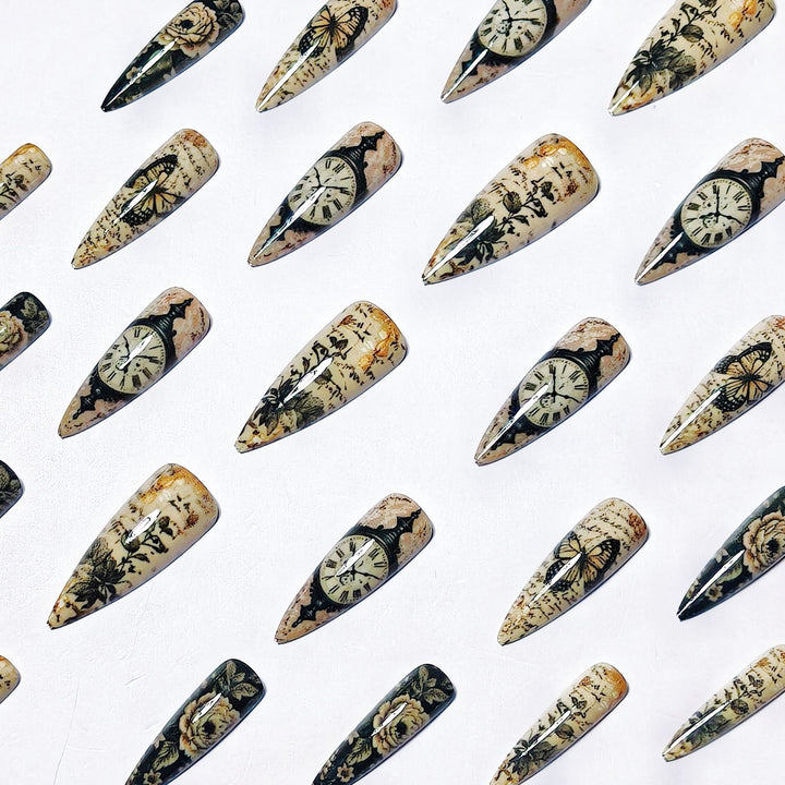 Creative Art Nails with Vintage Inspired Design Bowlift