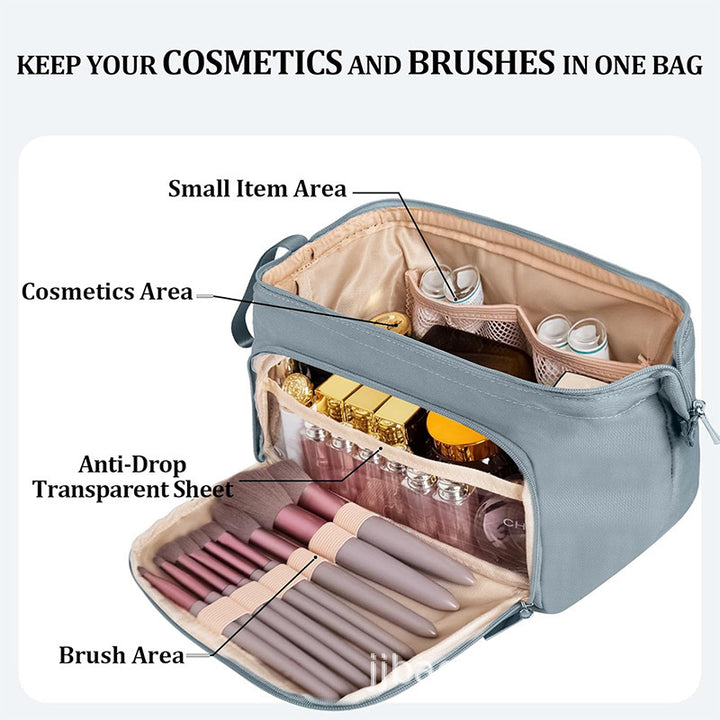 Cosmetic Organizer Bag with Adjustable Interior Compartment Bowlift
