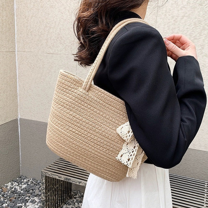 Women's handbag with decorative crochet tape Bowlift