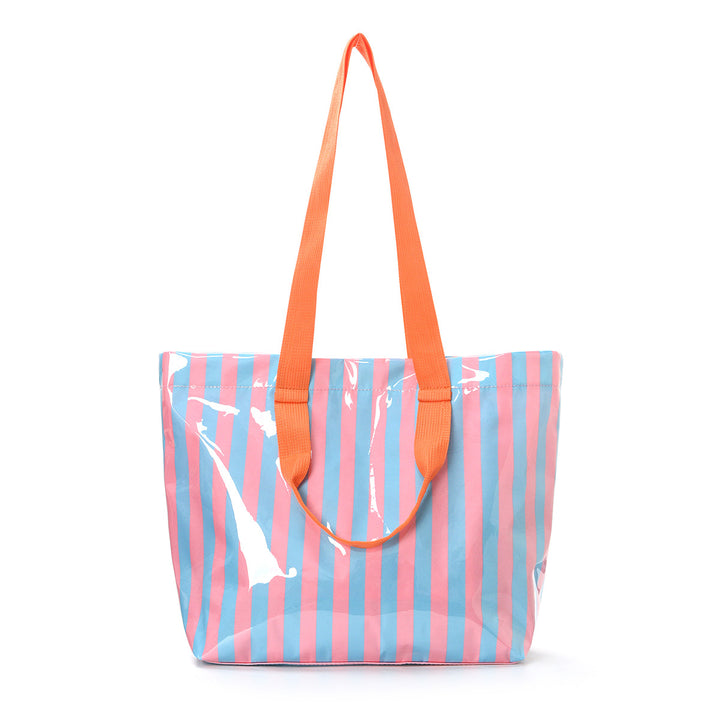 Spacious beach bag with transparent design and colorful stripes Bowlift