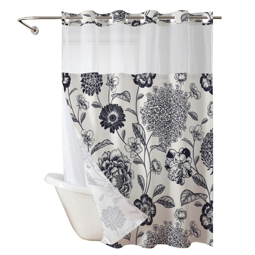 Floral Print Shower Curtain Bowlift