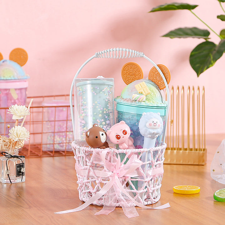 Women's Decorative Basket with Bow Accent Bowlift