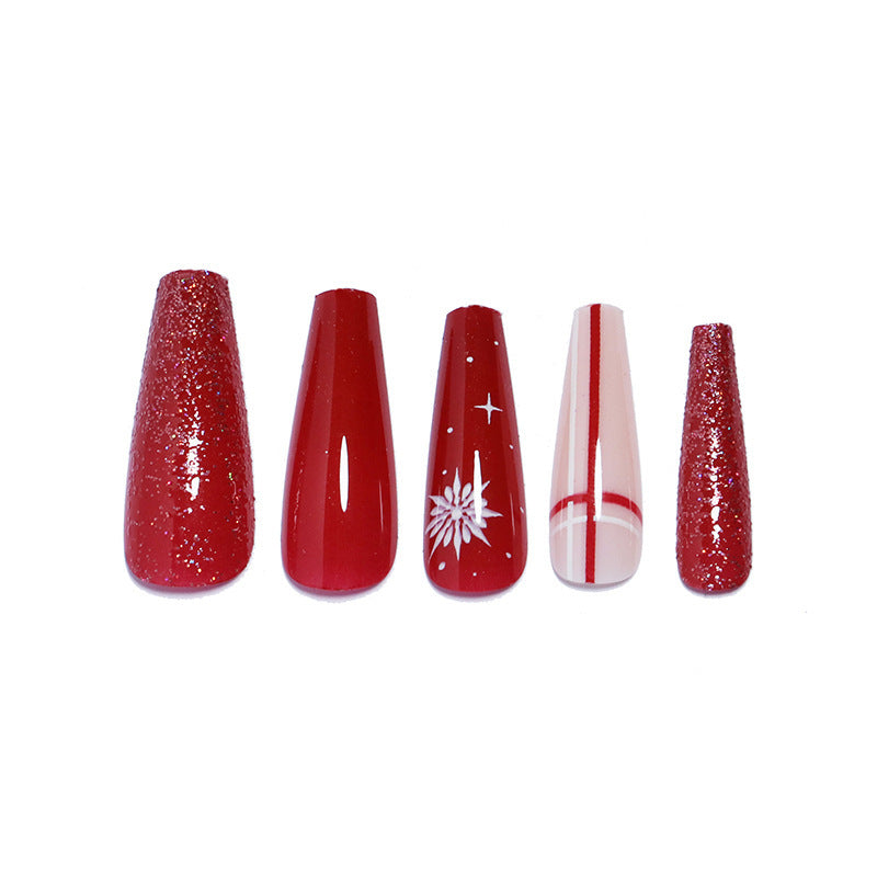 Decorative Press-On Nail Set with Shimmering Glitter and Elegant Art Bowlift
