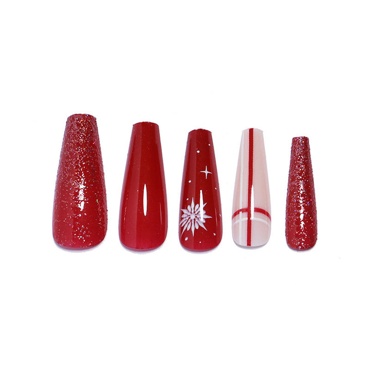 Decorative Press-On Nail Set with Shimmering Glitter and Elegant Art Bowlift
