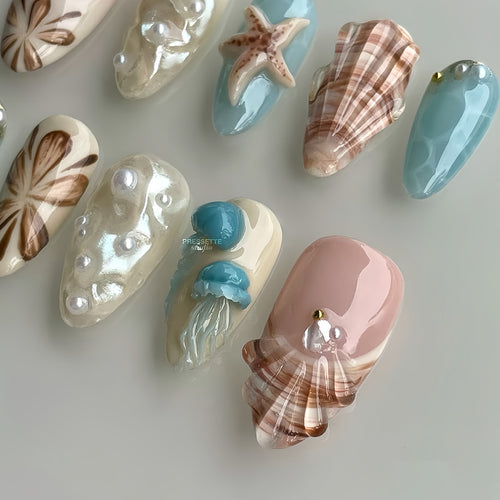 Seashell-Themed Press-On Nail Extensions Bowlift