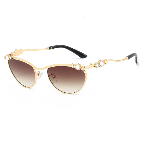 Women's Cat-Eye Sunglasses with Sparkling Stone Accents Bowlift