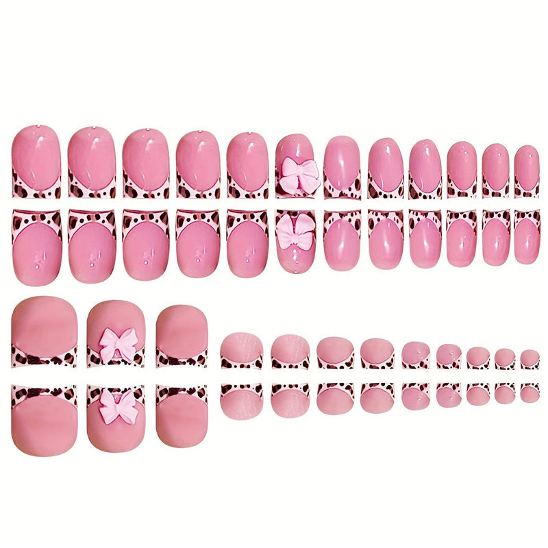 Artistic Press-On Nail Set with Bow Accents Bowlift