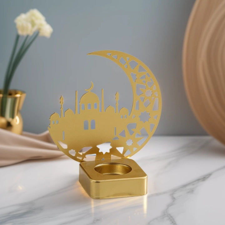 Decorative Crescent Mosque Metal Tealight Candle Holder Bowlift