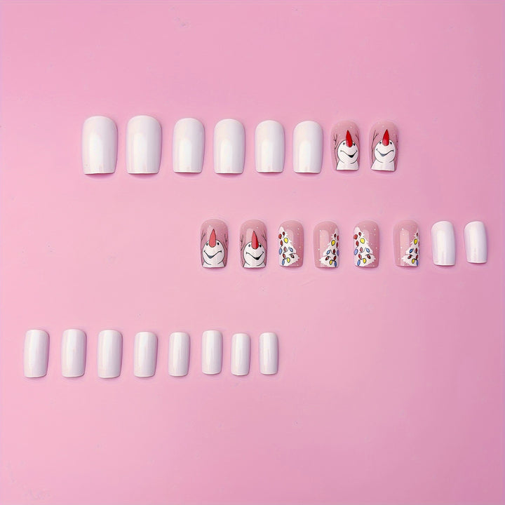 Artificial nails with Playful Festive Snowman Design Bowlift