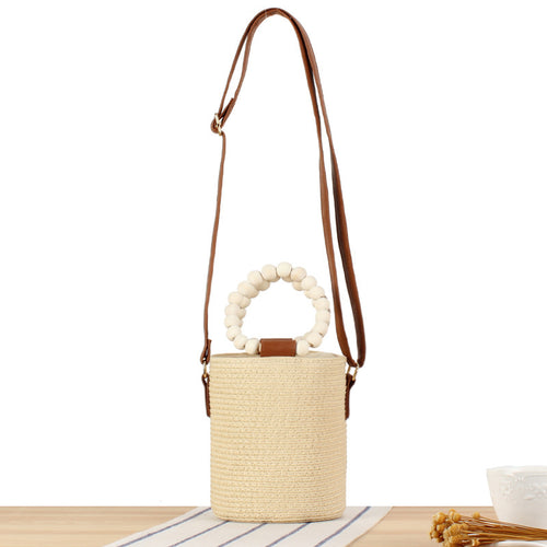 Handbag Made of High-Quality Woven Natural Material with Innovative Closure Bowlift