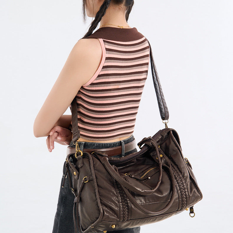 Ladies Shoulder Bag PU Leather Spacious with Laptop Compartment and Adjustable Strap | Bowlift