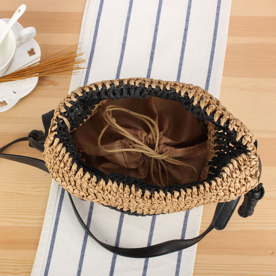 Handbag Made of Handcrafted Natural Fiber Mix with Modern Drawstring Closure Bowlift