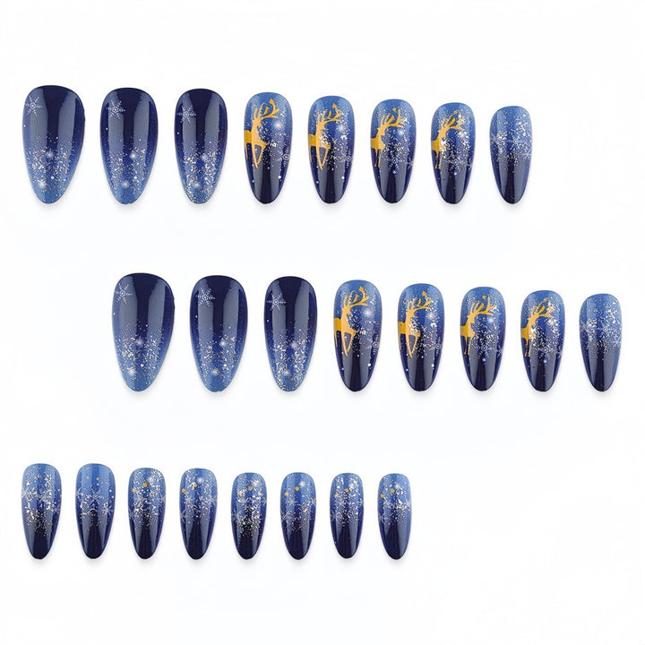 Artificial Nails in Elegant Winter Design with Sparkling Accents Bowlift