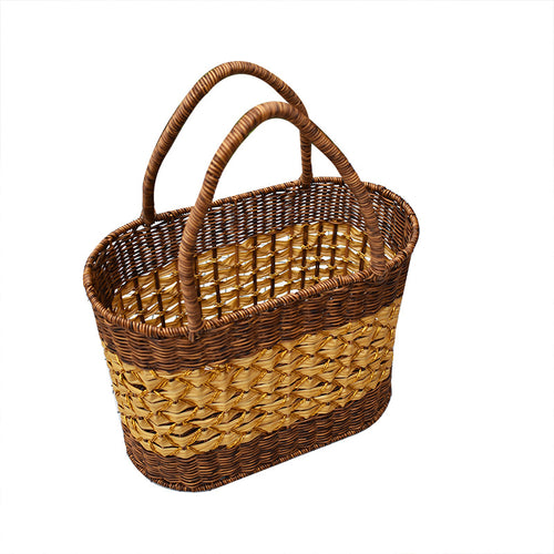 Decorative Handwoven Rattan Tote Basket Bowlift