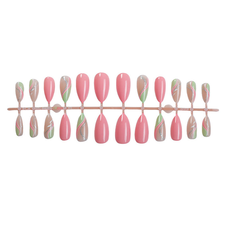 Premium Artistic Press-On Nail Set with Elegant Floral Designs Bowlift
