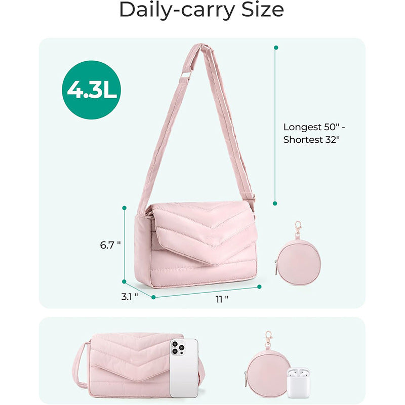 Multifunctional shoulder bag with removable cosmetic pouch Bowlift