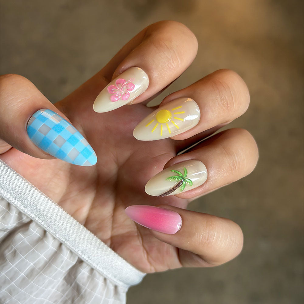 Tropical-Themed Press-On Nail Art Collection Bowlift