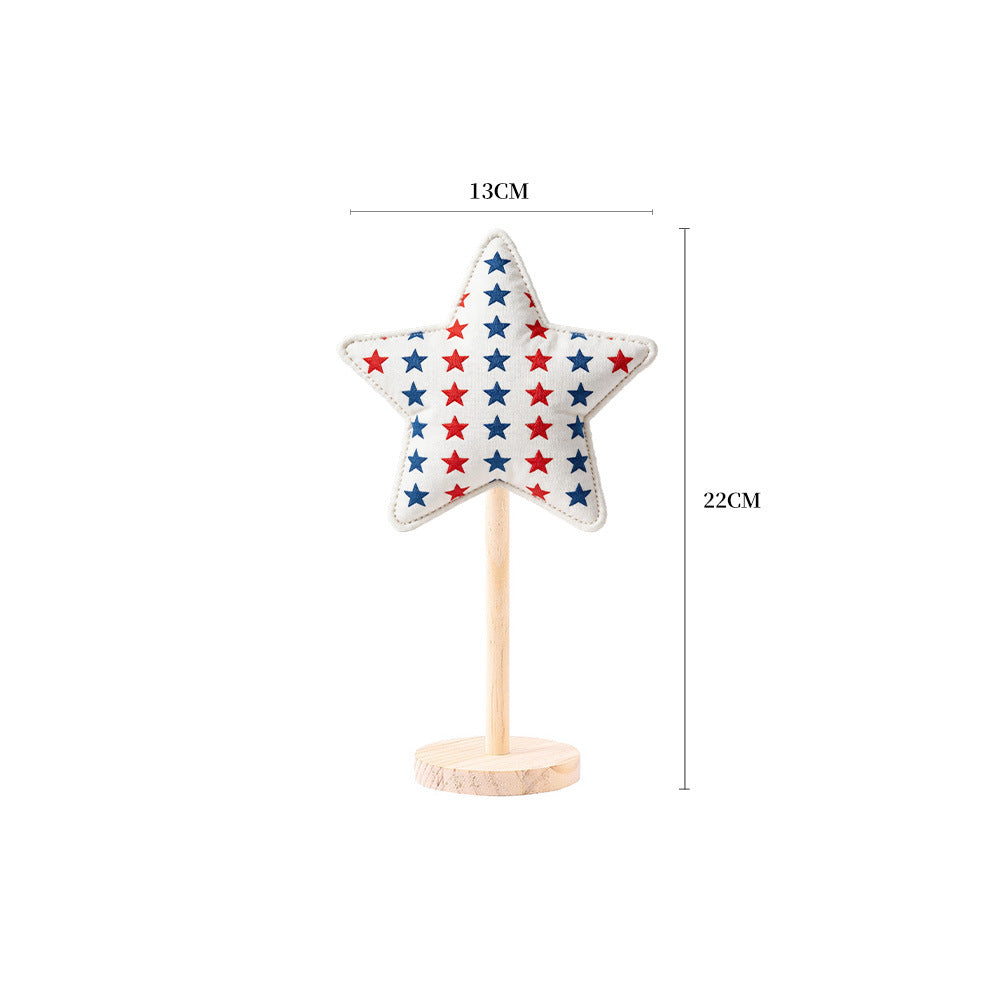 Unisex decorative fabric star display with wooden base Bowlift