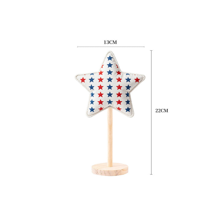 Unisex decorative fabric star display with wooden base Bowlift