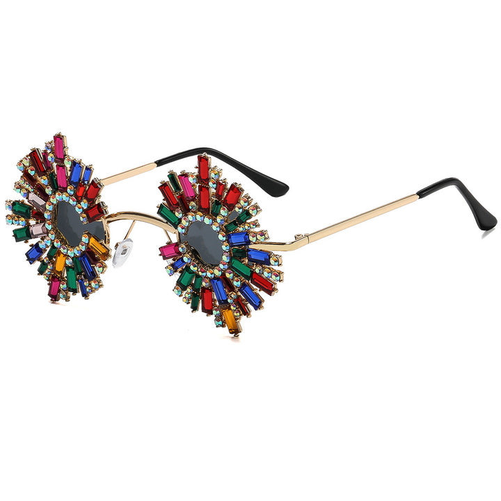 Ladies extravagant designer sunglasses with colorful crystal decoration Bowlift