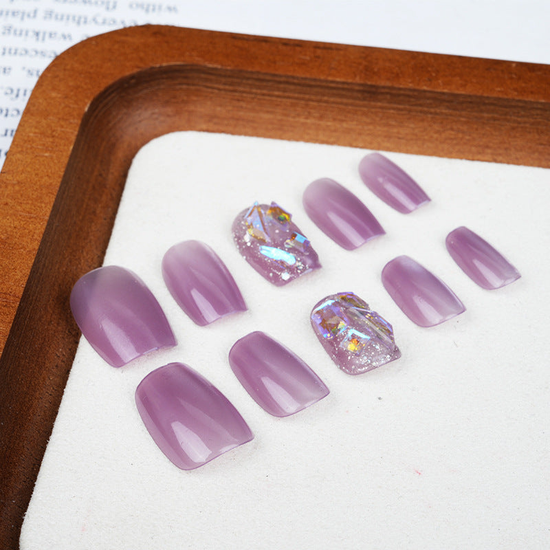 Premium Press-On Nail Set with Glossy and Glitter Accents Bowlift