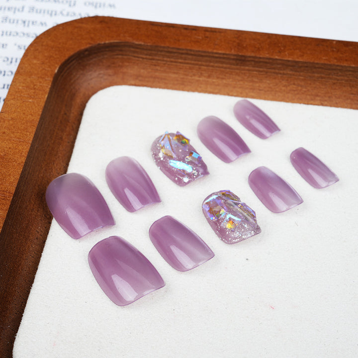 Premium Press-On Nail Set with Glossy and Glitter Accents Bowlift