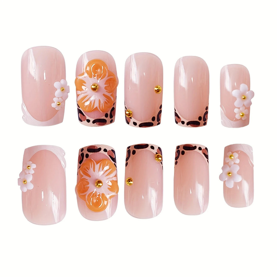 Decorative Floral Press-On Nail Art Bowlift