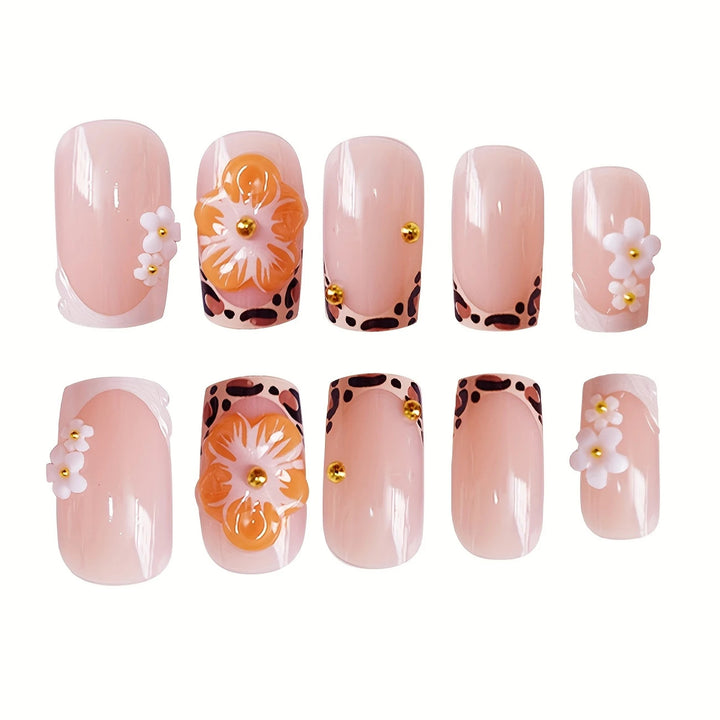 Decorative Floral Press-On Nail Art Bowlift