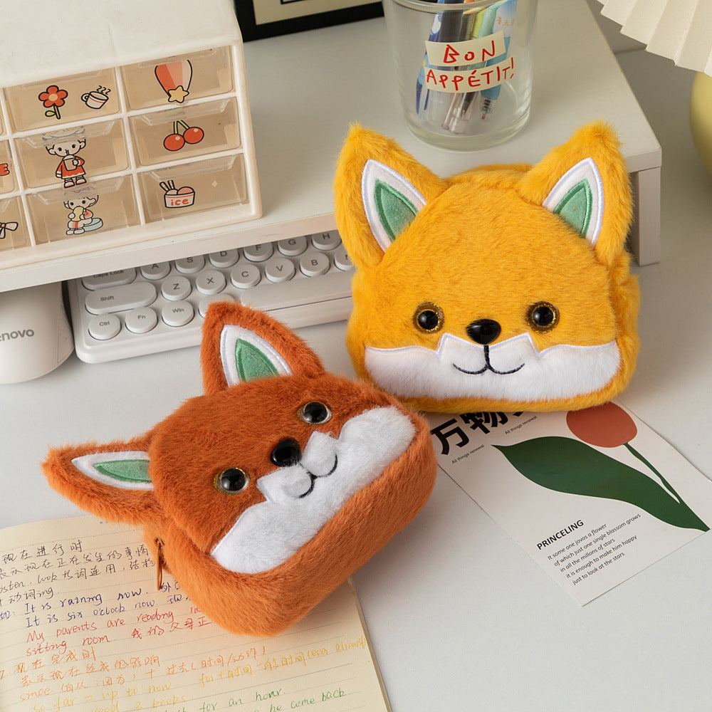 Plush Fox-Shaped Pencil Case Bowlift