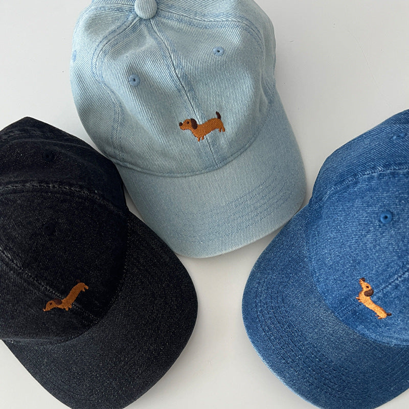 Women's Casual Embroidered Dog Theme Baseball Cap Bowlift