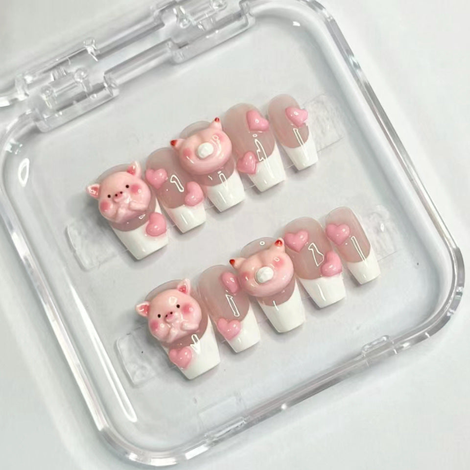 Whimsical Character-Designed Press-On Nail Art Bowlift