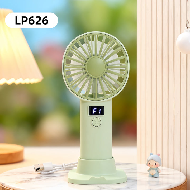 Women Portable Handheld Fan with Digital Speed Setting Bowlift