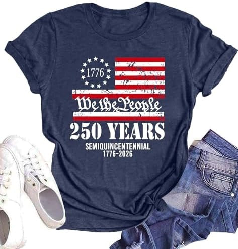 Unisex nan Patriotic semiquincentennial graphic cotton tee with distressed American flag and We the People print Bowlift