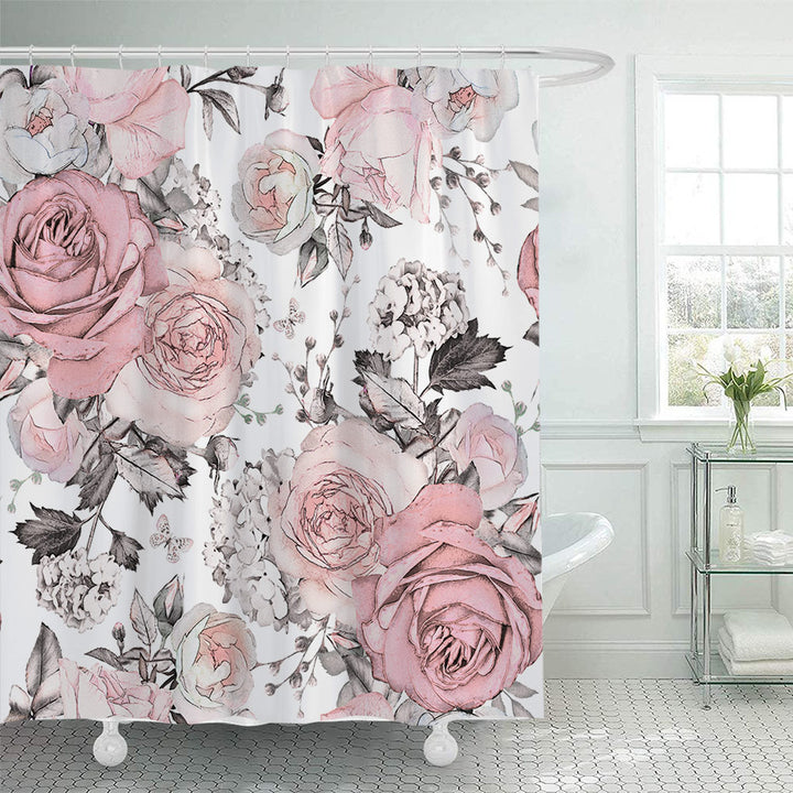Floral Print Shower Curtain Bowlift
