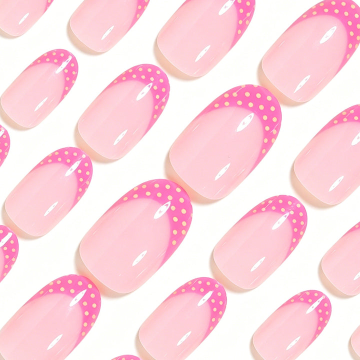 Artistic Polka Dot French Tip Nail Set Bowlift