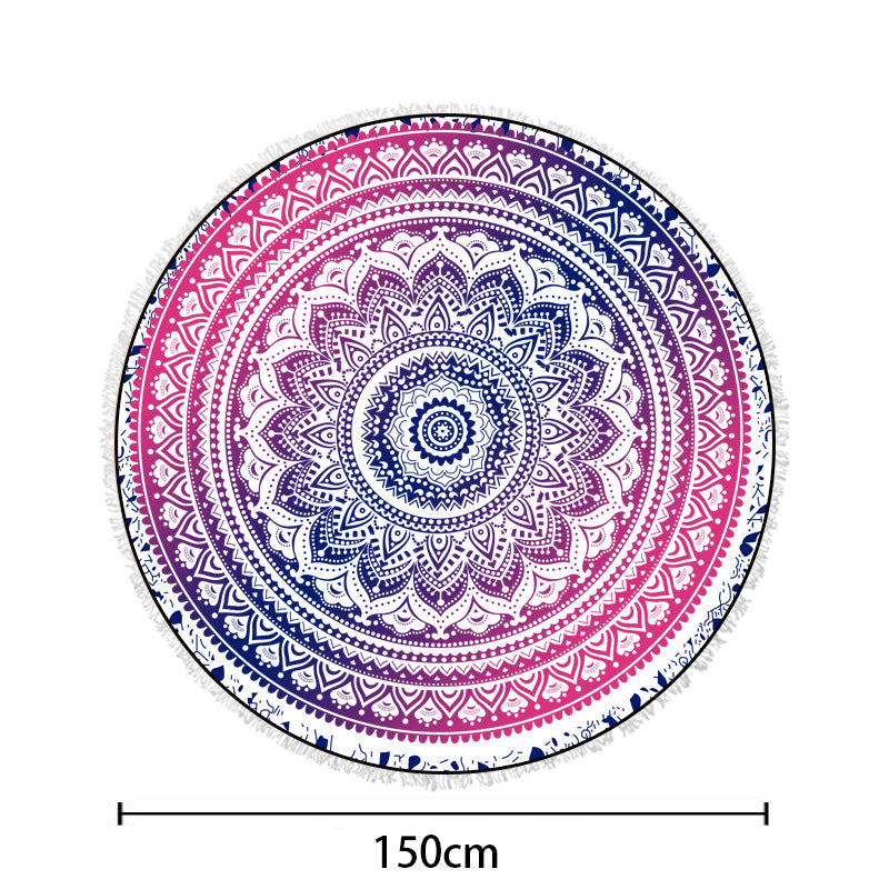 Round beach towel with artistic lotus design Bowlift