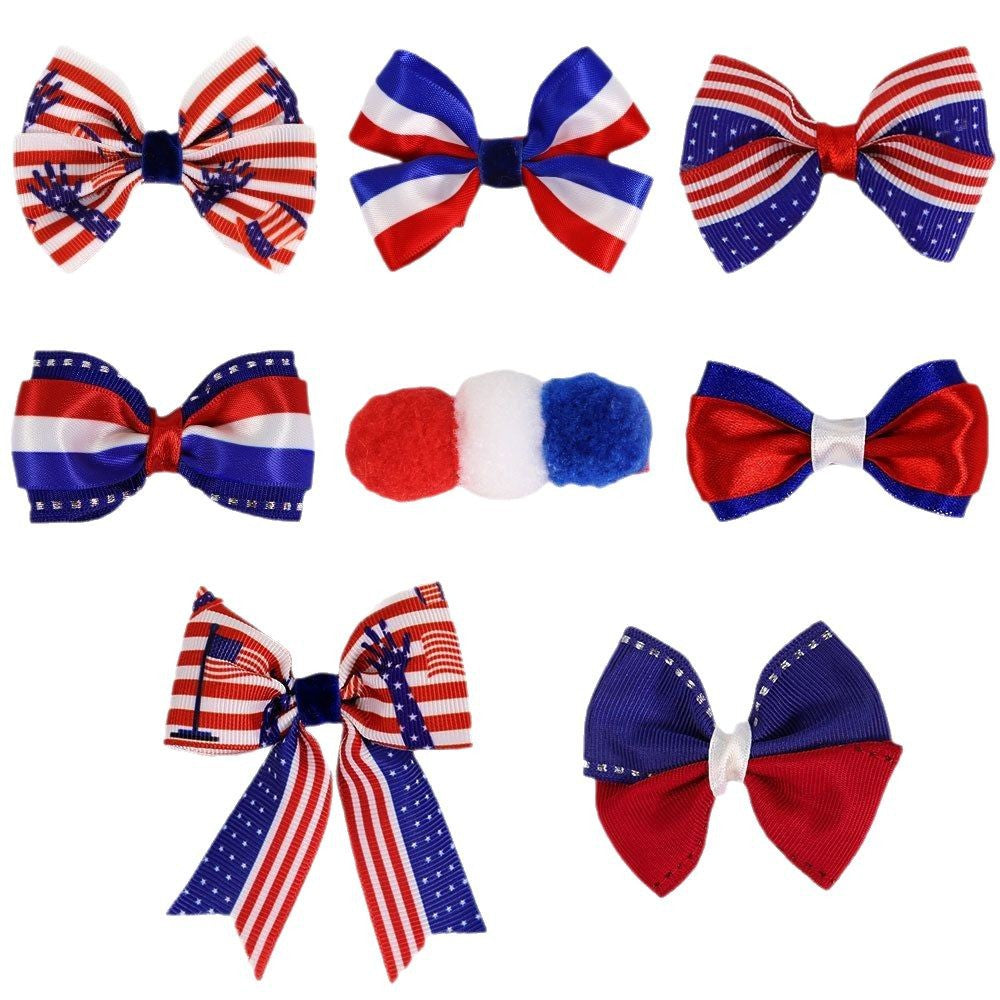 Women's Independence Day mini grosgrain ribbon hair bow with alligator clip Bowlift