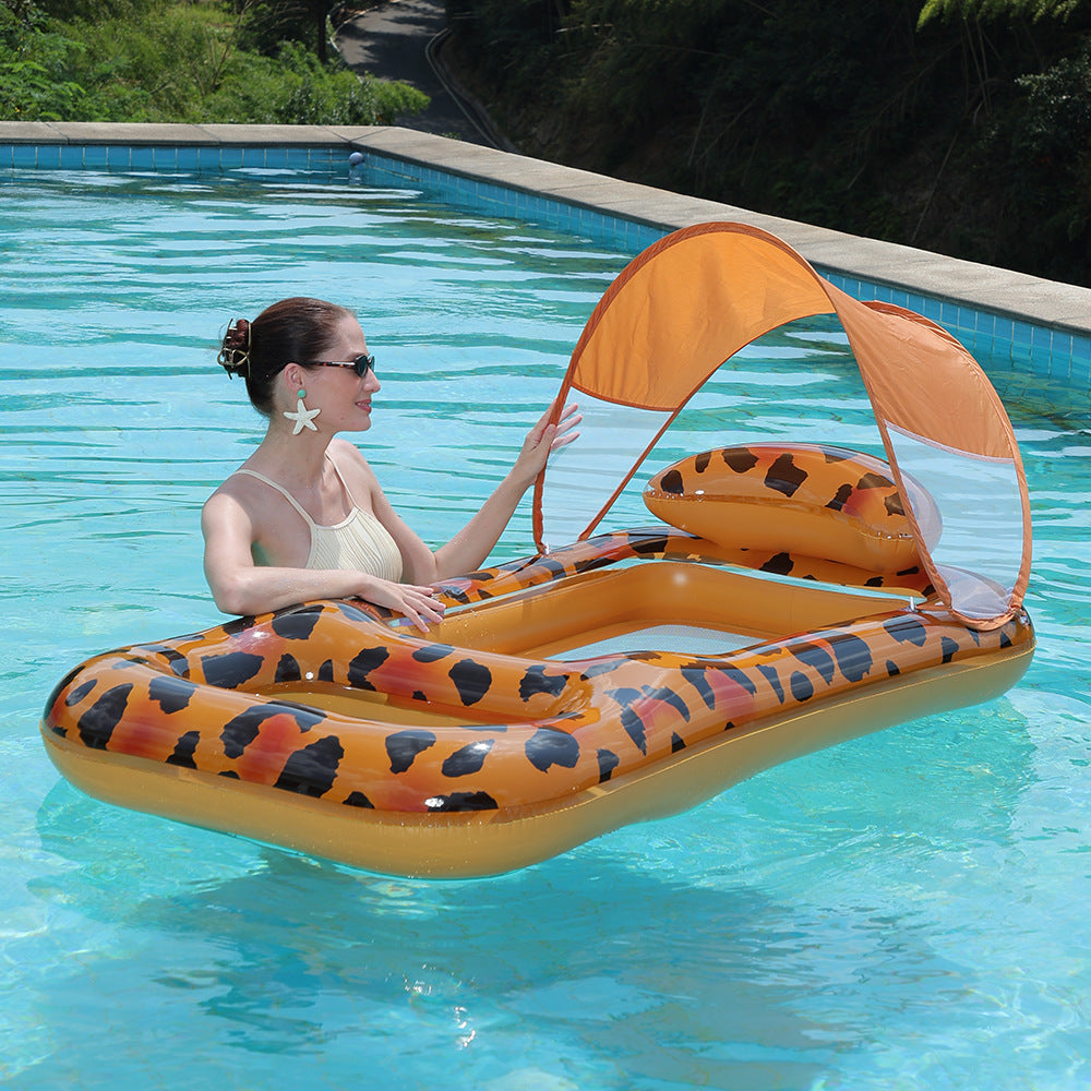 Women's Inflatable Luxury Swimming Island with Sun Protection Bowlift