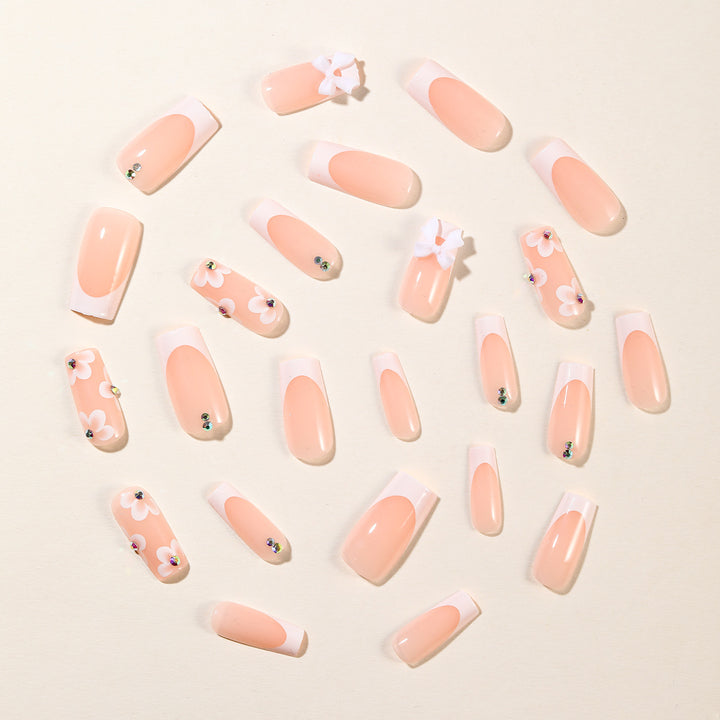 Floral Embellished Acrylic Nail Extensions Bowlift