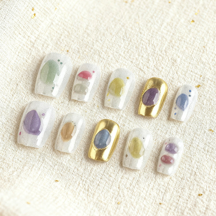 Artistic Stone-Inspired Press-On Nails Bowlift