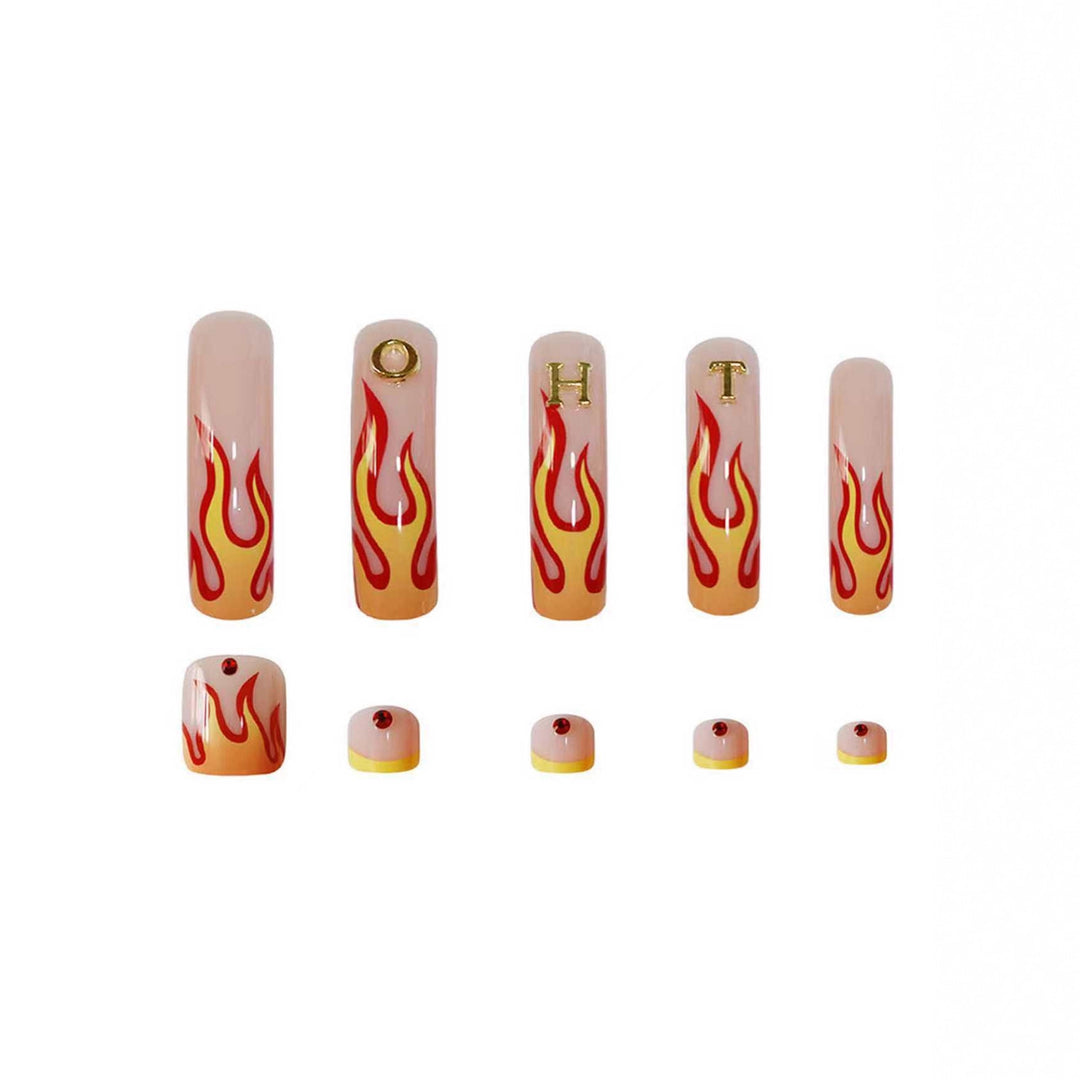 Artistic Flame Nail Art Extensions Bowlift