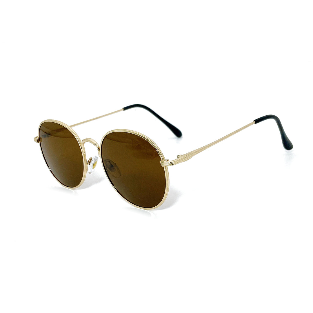 Fashion Round Sunglasses with Golden Frame Bowlift