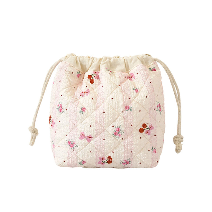 Quilted Floral Drawstring Bag Bowlift