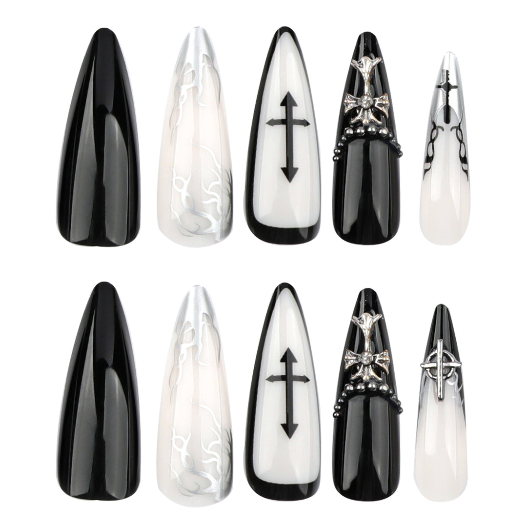 Artistic stiletto nails with unique 3D details and elegant accents Bowlift