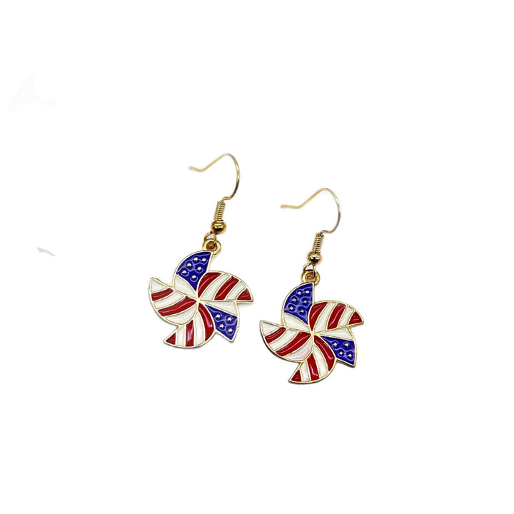 Women's nan long patriotic mesh tassel dangle earrings Bowlift