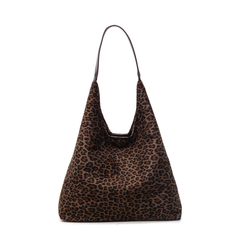 Suede Leopard Print Hobo Bag Bowlift