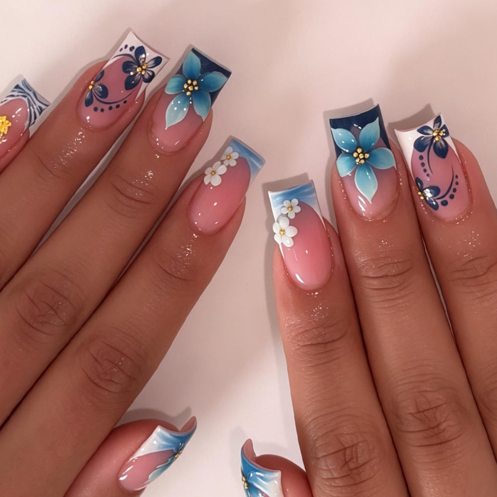 Floral Pattern Nail Art Extensions Bowlift