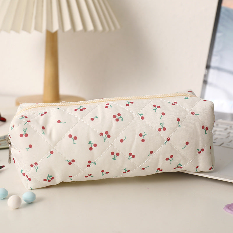 Quilted Bow-Print Cosmetic Pencil Case Bowlift