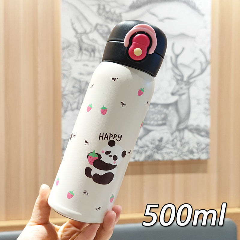 Women's playful stainless steel drinking bottle with integrated safety closure Bowlift